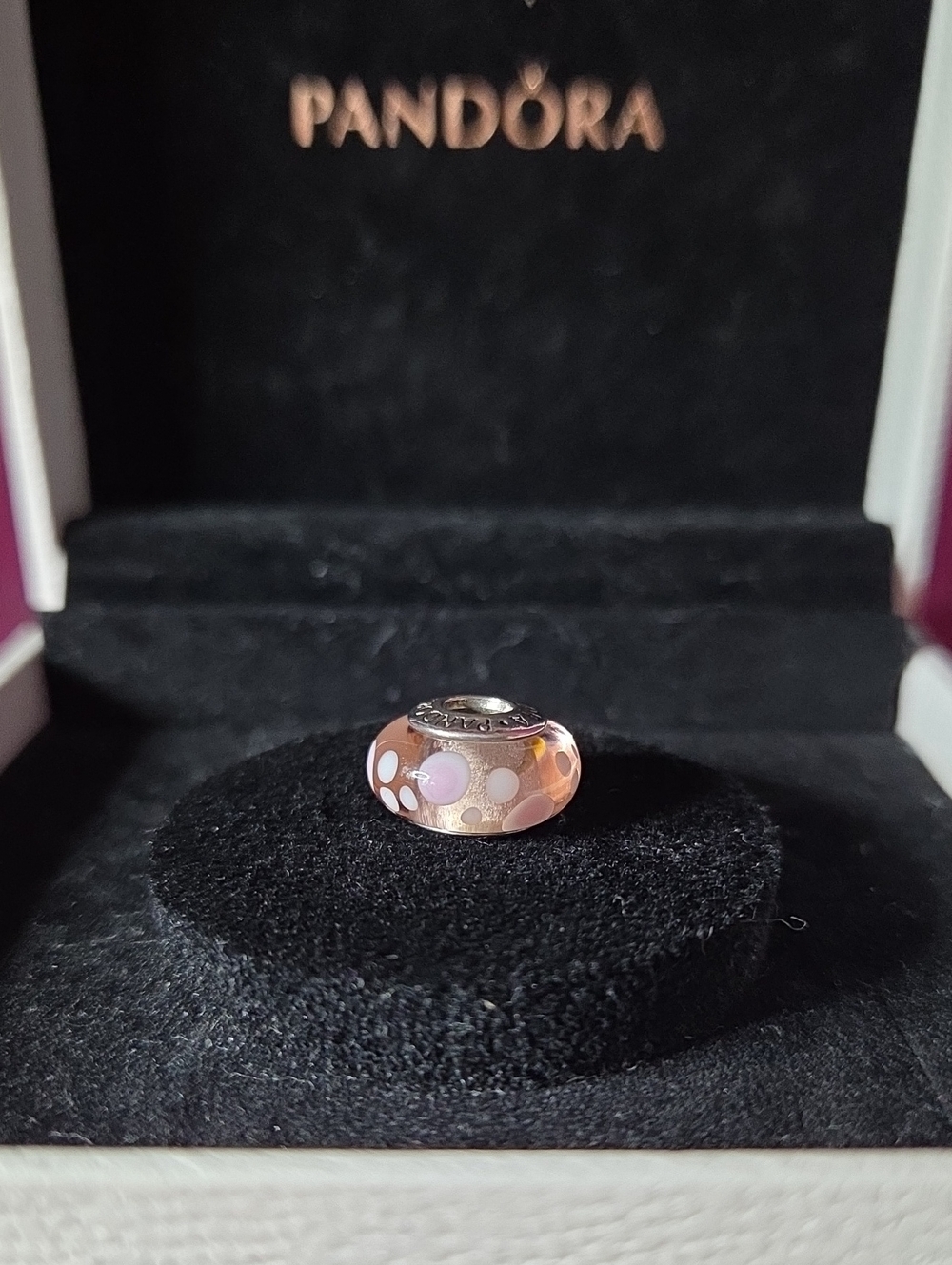 Retired Pandora Pink Bubbles Murano Glass & Sterling Silver Charm 790694